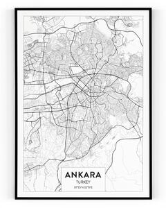 Plakát / Obraz Mapa Ankara 61 x 91,5 cm Napnuté plátno na dřevěném rámu