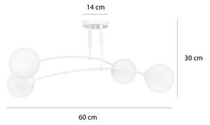 Stropní svítidlo PREGOS 4 – celobílé, sklo, 4× E14, šířka 60 cm