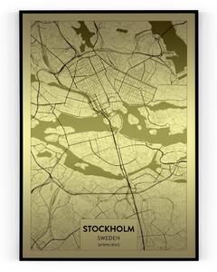 Plakát / Obraz Mapa Stockholm Napnuté plátno na dřevěném rámu 40 x 50 cm