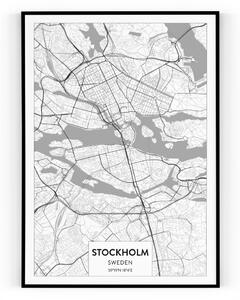 Plakát / Obraz Mapa Stockholm 30 x 40 cm Pololesklý saténový papír