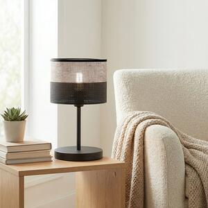 Stolní lampa KARBON LN1 – černá / šedá, textilní stínidlo, 1× E27, šířka 20 cm
