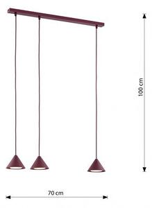 Závěsné svítidlo ELIT 3 – vínové, 3× GX53, šířka 70 cm