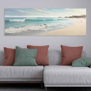 Obraz na plátně - Nádherná pláž s bílým pískem a tyrkysovou vodou FeelHappy.cz Velikost obrazu: 90 x 30 cm