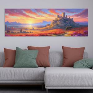 Obraz na plátně - Starý hrad při západu slunce FeelHappy.cz Velikost obrazu: 240 x 80 cm