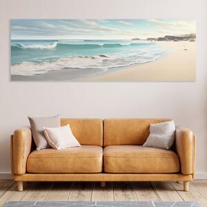 Obraz na plátně - Nádherná pláž s bílým pískem a tyrkysovou vodou FeelHappy.cz Velikost obrazu: 60 x 20 cm