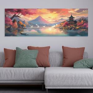 Obraz na plátně - Japonský chrám u vody FeelHappy.cz Velikost obrazu: 60 x 20 cm