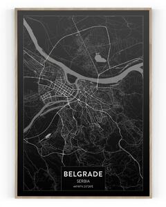 Plakát / Obraz Mapa Belgrade Napnuté plátno na dřevěném rámu 50 x 70 cm