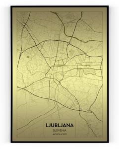 Plakát / Obraz Mapa Ljubljana Pololesklý saténový papír A4 - 21 x 29,7 cm