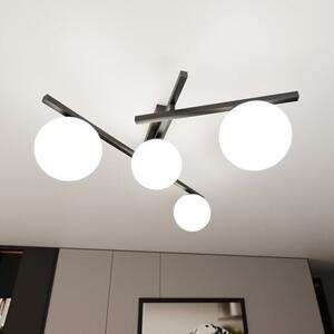 Stropní svítidlo SMART 4 – černé, opálové sklo, 4× E14, šířka 63 cm