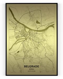 Plakát / Obraz Mapa Belgrade Pololesklý saténový papír A4 - 21 x 29,7 cm