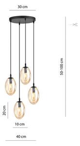 Závěsné svítidlo ASTRAL 4 PREM – černé, jantarové sklo, 4× E14, šířka 40 cm