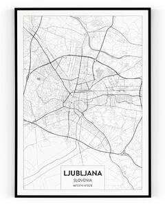 Plakát / Obraz Mapa Ljubljana Pololesklý saténový papír A4 - 21 x 29,7 cm