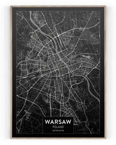Plakát / Obraz Mapa Warsaw Pololesklý saténový papír A4 - 21 x 29,7 cm