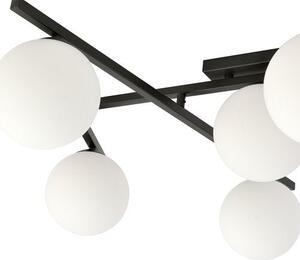 Stropní svítidlo SMART 5 – černé, opálové sklo, 5× E14, šířka 67 cm