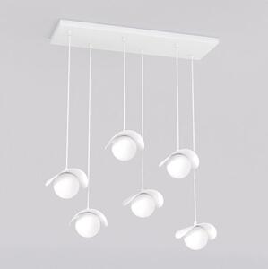 Závěsné svítidlo RITUAL 6 – celobílé, sklo, 6× G9, šířka 75 cm