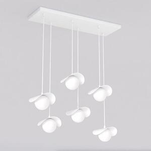 Závěsné svítidlo RITUAL 6 – celobílé, sklo, 6× G9, šířka 75 cm