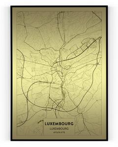 Plakát / Obraz Mapa Luxembourg Tiskové plátno A4 - 21 x 29,7 cm