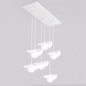 Závěsné svítidlo RITUAL 6 – celobílé, sklo, 6× G9, šířka 75 cm