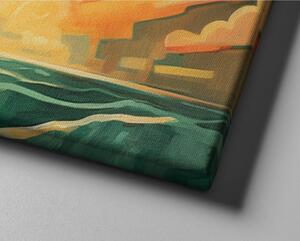 Obraz na plátně - Maják při západu slunce ve stylu Art Deco FeelHappy.cz Velikost obrazu: 60 x 20 cm