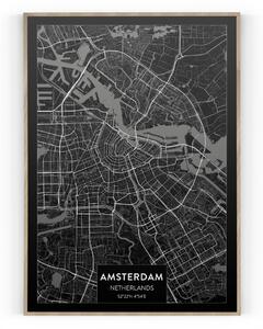 Plakát / Obraz Mapa Amsterdam Napnuté plátno na dřevěném rámu 61 x 91,5 cm