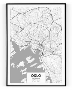 Plakát Mapa Oslo A4 - 21 x 29,7 cm - pololesklý saténový papír o gramáži 200 g\/m²