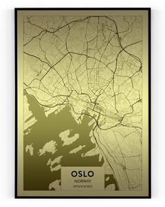 Plakát / Obraz Mapa Oslo Napnuté plátno na dřevěném rámu 61 x 91,5 cm