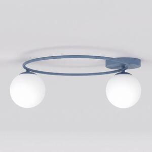 Stropní svítidlo SOPRA 2 – tlumeně modré, bílé sklo, 2× E14, šířka 40 cm