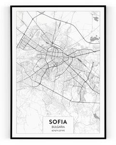 Plakát / Obraz Mapa Sofia 40 x 50 cm Napnuté plátno na dřevěném rámu
