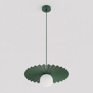 Závěsné svítidlo UMBRA 1 – olivově zelené, bílé sklo, 1× G9, šířka 35 cm