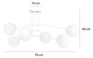 Stropní svítidlo PREGOS 6 – celobílé, sklo, 6× E14, šířka 70 cm