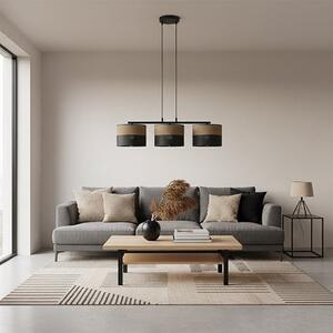 Závěsné svítidlo KARBON 3 – černé / hnědé, textilní stínidla, 3× E27, šířka 70 cm