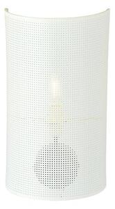Nástěnné svítidlo ASTON K1 – bílé, zlaté textilní stínidlo, 1× E14, šířka 18 cm