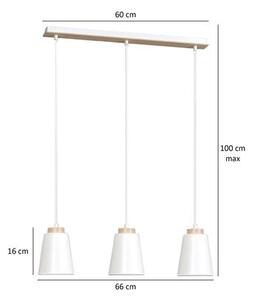 Závěsné svítidlo BOLERO 3 – bílé, 3× E27, šířka 66 cm