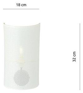 Nástěnné svítidlo ASTON K1 – bílé, zlaté textilní stínidlo, 1× E14, šířka 18 cm
