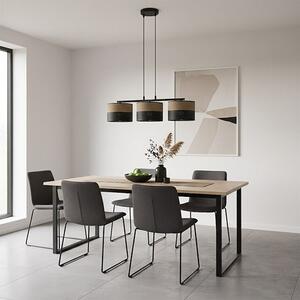 Závěsné svítidlo KARBON 3 – černé / hnědé, textilní stínidla, 3× E27, šířka 70 cm