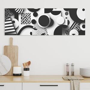Obraz na plátně - Černobílá abstrakce s kruhy Pop Art FeelHappy.cz Velikost obrazu: 60 x 20 cm