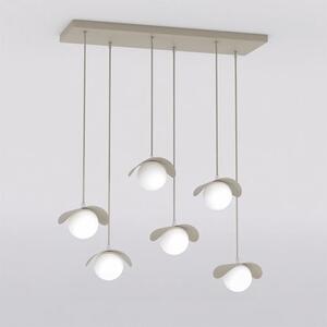 Závěsné svítidlo RITUAL 6 – moka, bílé sklo, 6× G9, šířka 75 cm