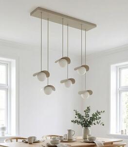 Závěsné svítidlo RITUAL 6 – moka, bílé sklo, 6× G9, šířka 75 cm