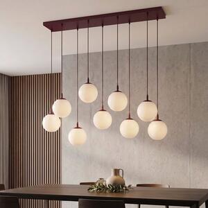 Závěsné svítidlo COSMO 9 – vínové, opálové sklo, 9× E14, šířka 102 cm