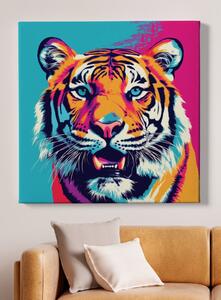 Obraz na plátně - Barevný Tygr Pop Art FeelHappy.cz Velikost obrazu: 60 x 60 cm
