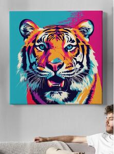 Obraz na plátně - Barevný Tygr Pop Art FeelHappy.cz Velikost obrazu: 40 x 40 cm