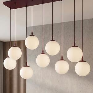 Závěsné svítidlo COSMO 9 – vínové, opálové sklo, 9× E14, šířka 102 cm