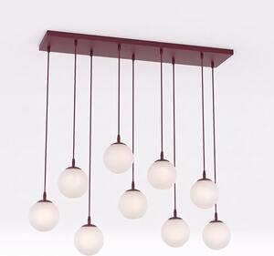 Závěsné svítidlo COSMO 9 – vínové, opálové sklo, 9× E14, šířka 102 cm