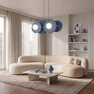 Závěsné svítidlo UMBRA 4 – tlumeně modré, bílé sklo, 4× G9, šířka 59 cm