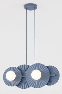 Závěsné svítidlo UMBRA 4 – tlumeně modré, bílé sklo, 4× G9, šířka 59 cm