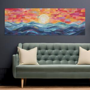 Obraz na plátně - Abstraktní západ slunce nad mořem FeelHappy.cz Velikost obrazu: 60 x 20 cm