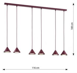 Závěsné svítidlo ELIT 6 – vínové, 6× GX53, šířka 116 cm