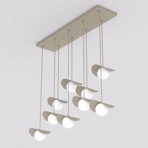 Závěsné svítidlo RITUAL 9 – moka, bílé sklo, 9× G9, šířka 100 cm