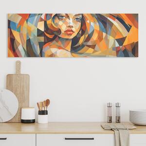 Obraz na plátně - Modrooká žena, abstrakce FeelHappy.cz Velikost obrazu: 60 x 20 cm