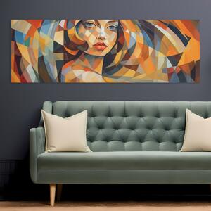 Obraz na plátně - Modrooká žena, abstrakce FeelHappy.cz Velikost obrazu: 210 x 70 cm